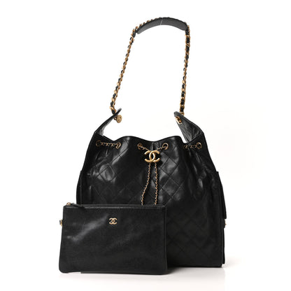 Caviar Quilted Medium Chanel 25 Handbag Black