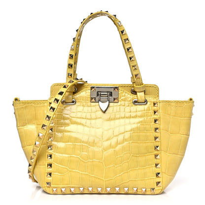 Crocodile Small Rockstud Tote Jonquill