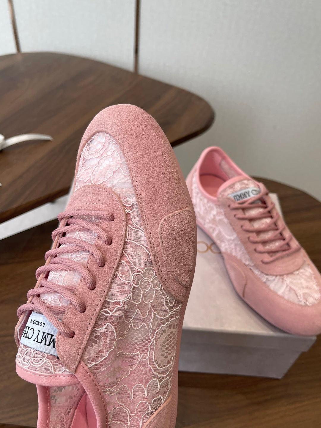 Jimmy Choo Sunny F Sneaker Pink Lace Leather