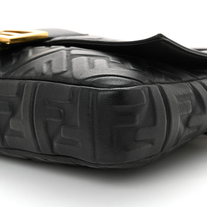 Nappa FF 1974 Embossed Large Baguette Black