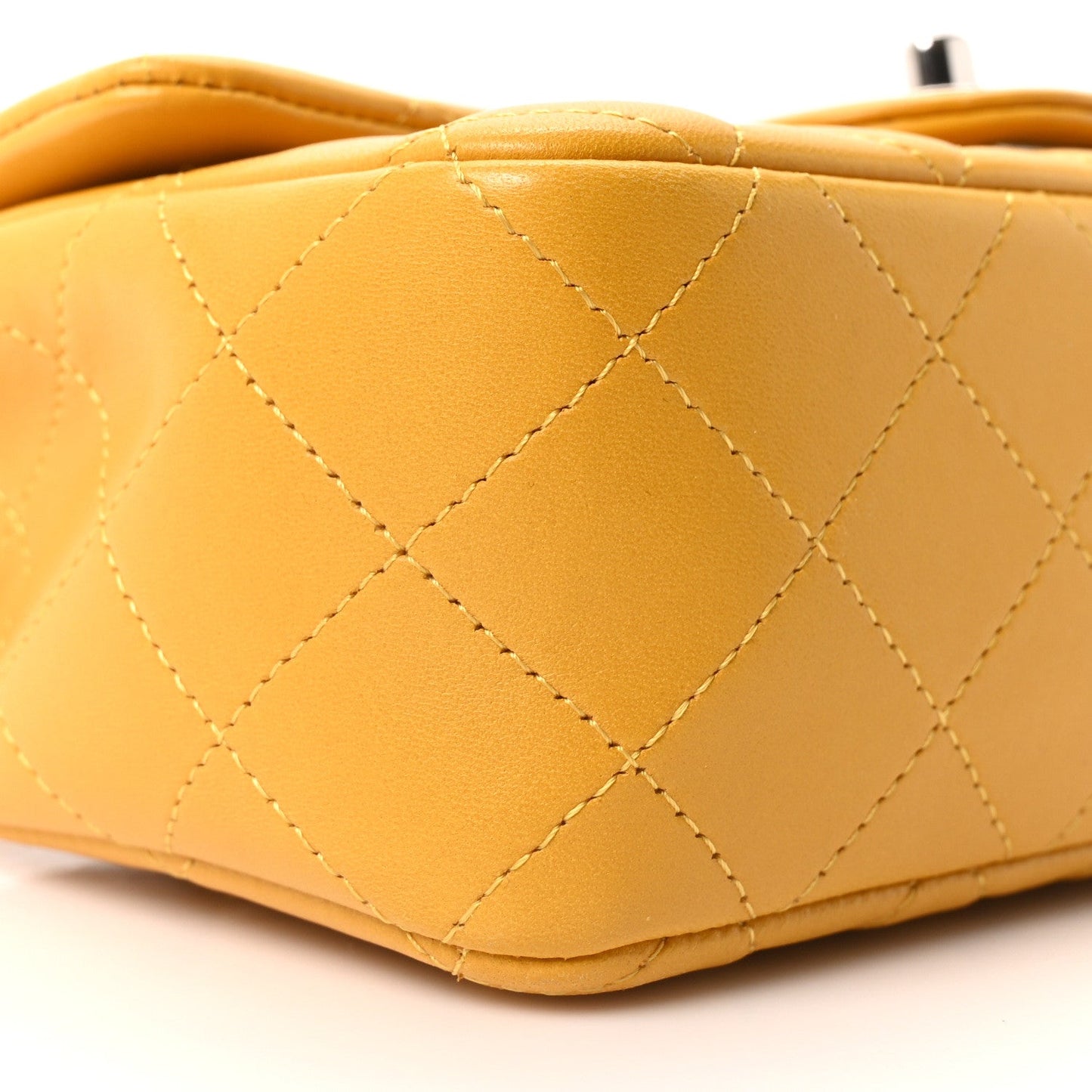 Lambskin Quilted Mini Rectangular Flap Yellow