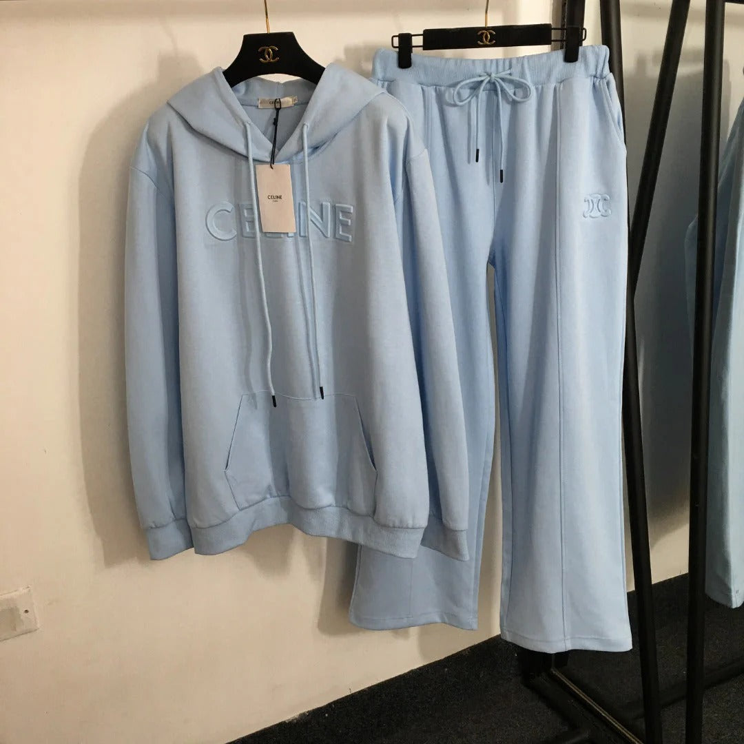CELINE 25S HOODIE AND WIDE-LEG ELASTIC PANTS SET