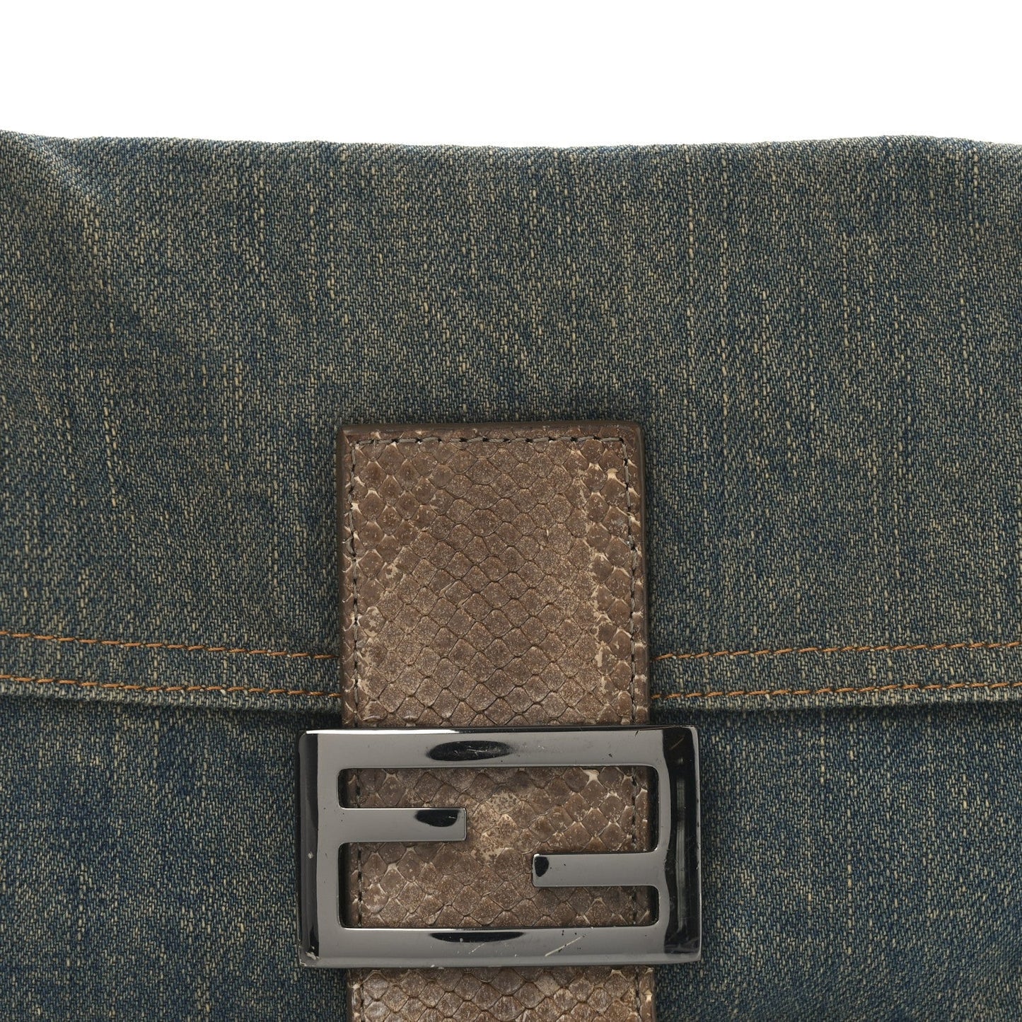 Denim Snakeskin Baguette Blue