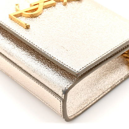 Metallic Calfskin Small Classic Monogram Kate Satchel Platine