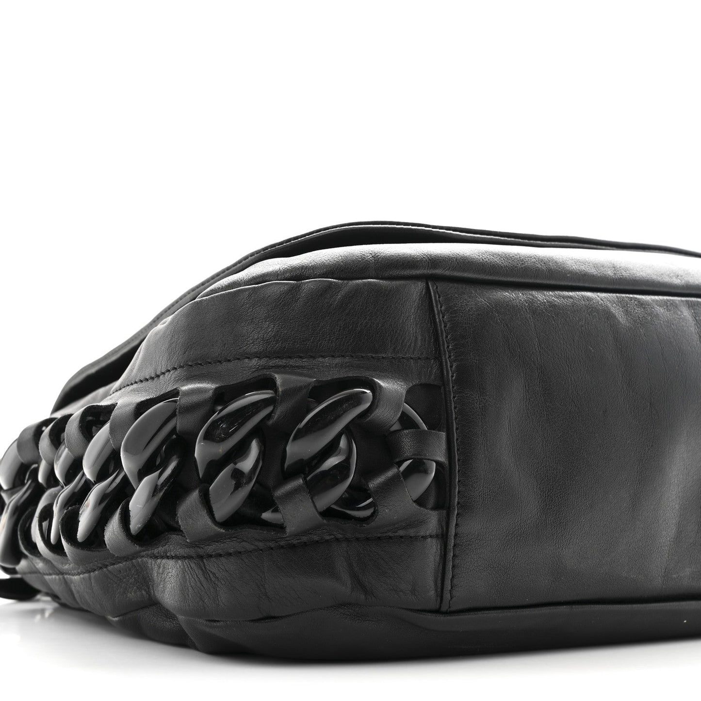 Calfskin Modern Chain Rhodoid Flap Black