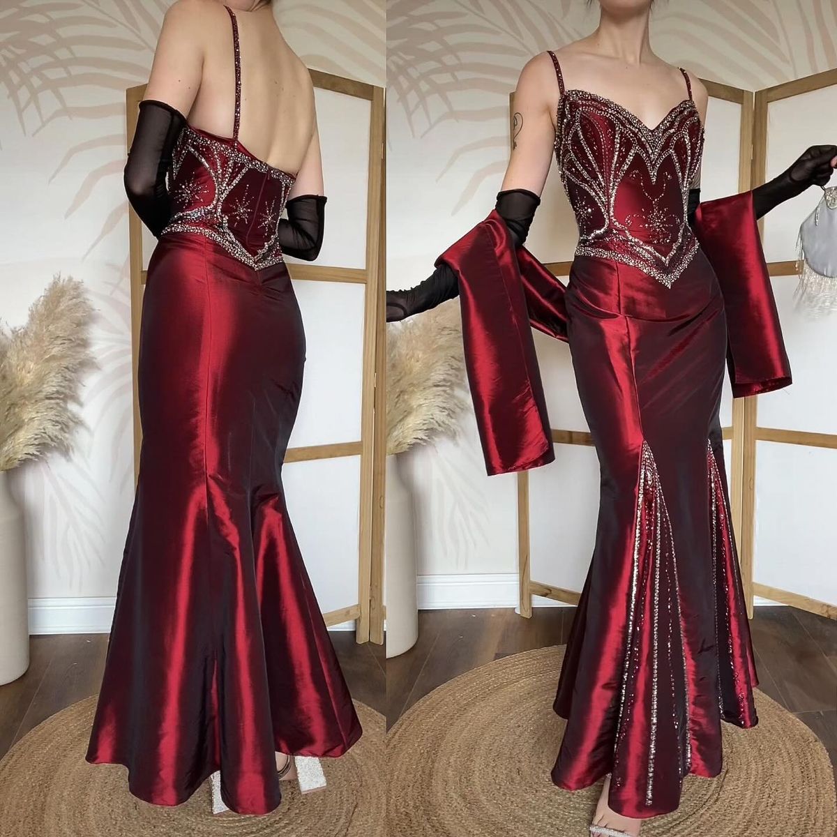 formaldressy- Red exquisitely beaded vintage-style elegant long gown gh6195