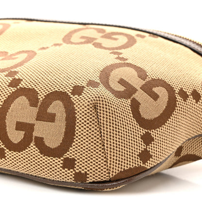 Monogram Jumbo GG Textured Dollar Calfskin Web Belt Bag Camel Ebony New Acero