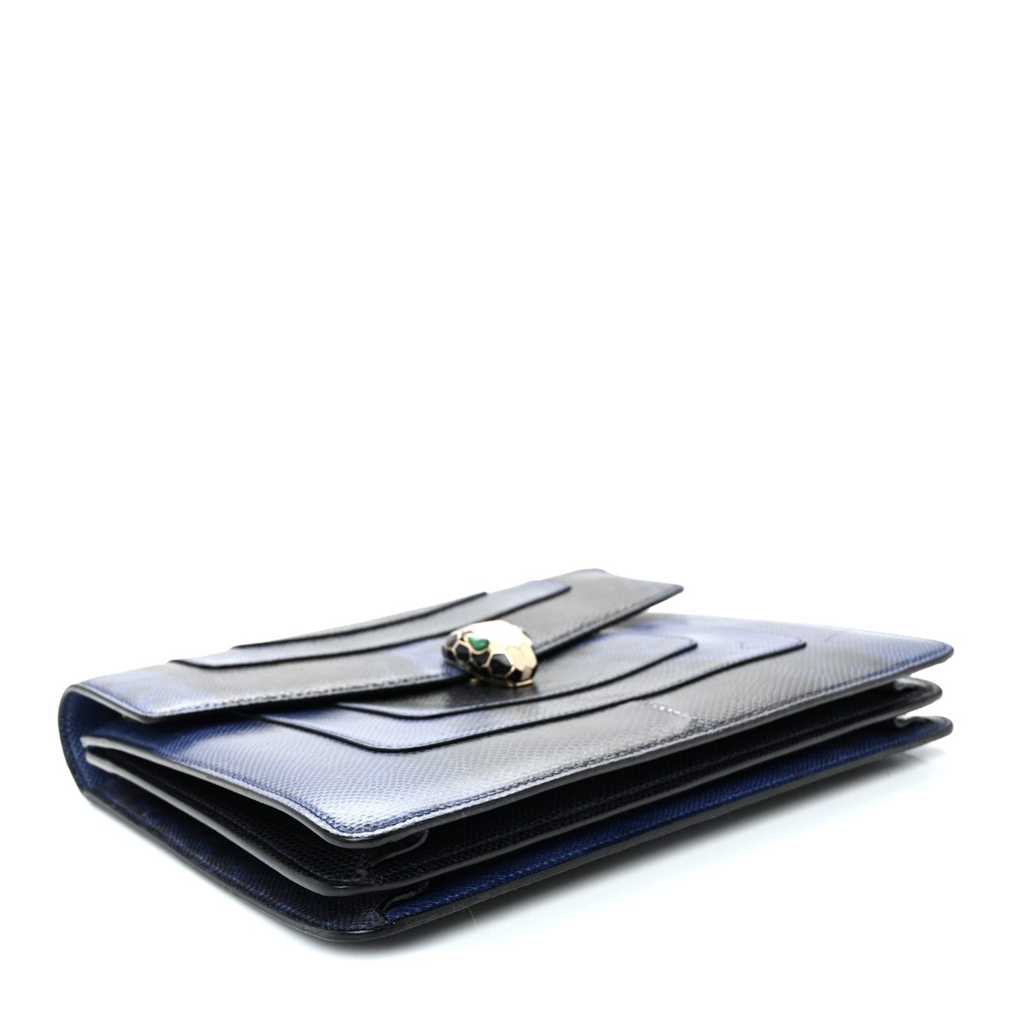 Shiny Karung Medium Serpenti Forever Crossbody Bag Dark Blue