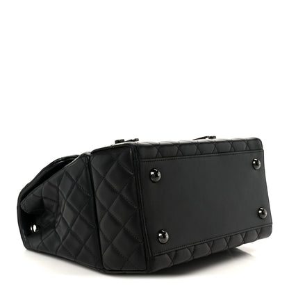 Lambskin Quilted Cockpit Flap Bag Black