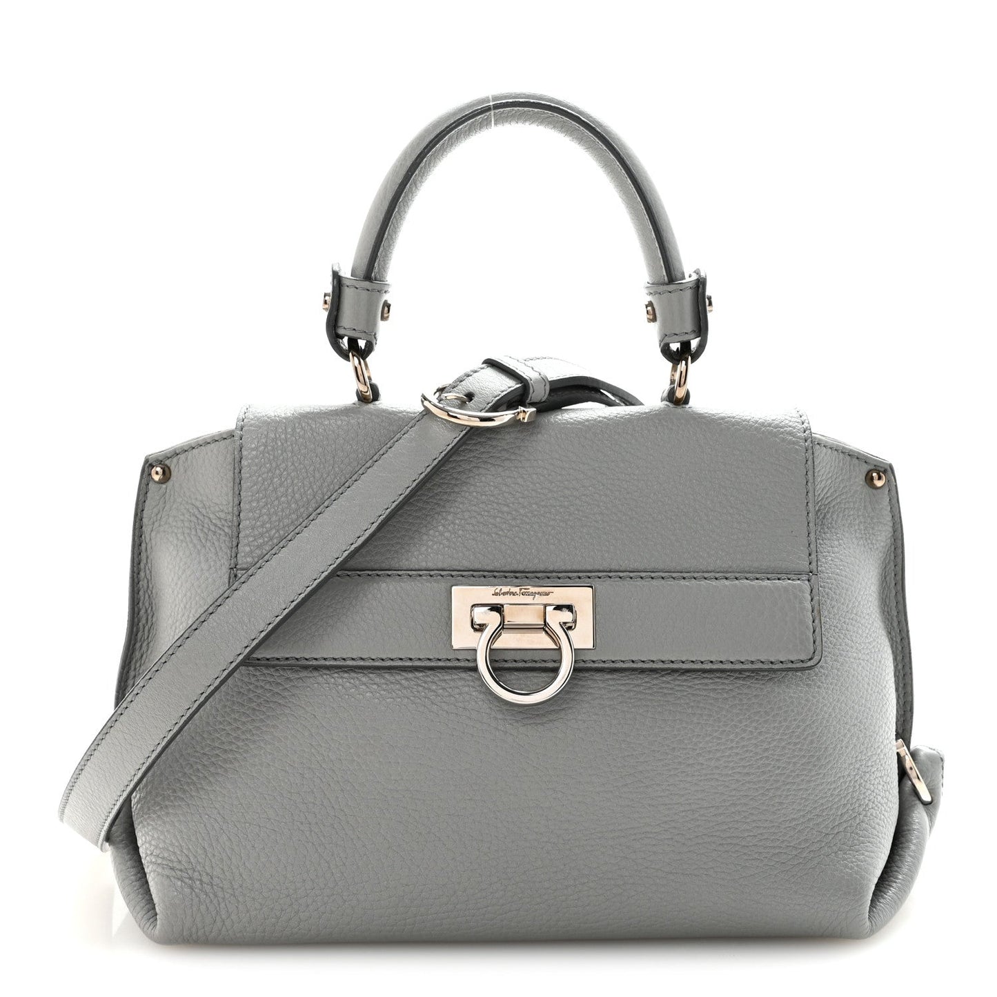 Grained Calfskin Sofia Satchel Grey