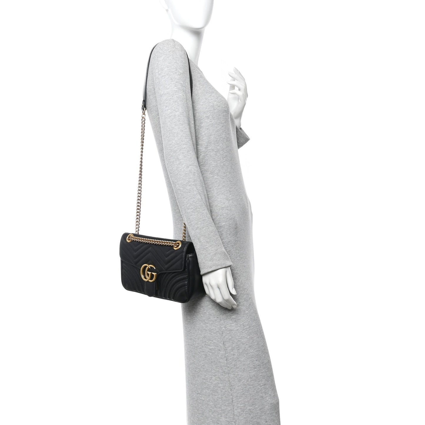 Calfskin Matelasse Small GG Marmont Shoulder Bag Black