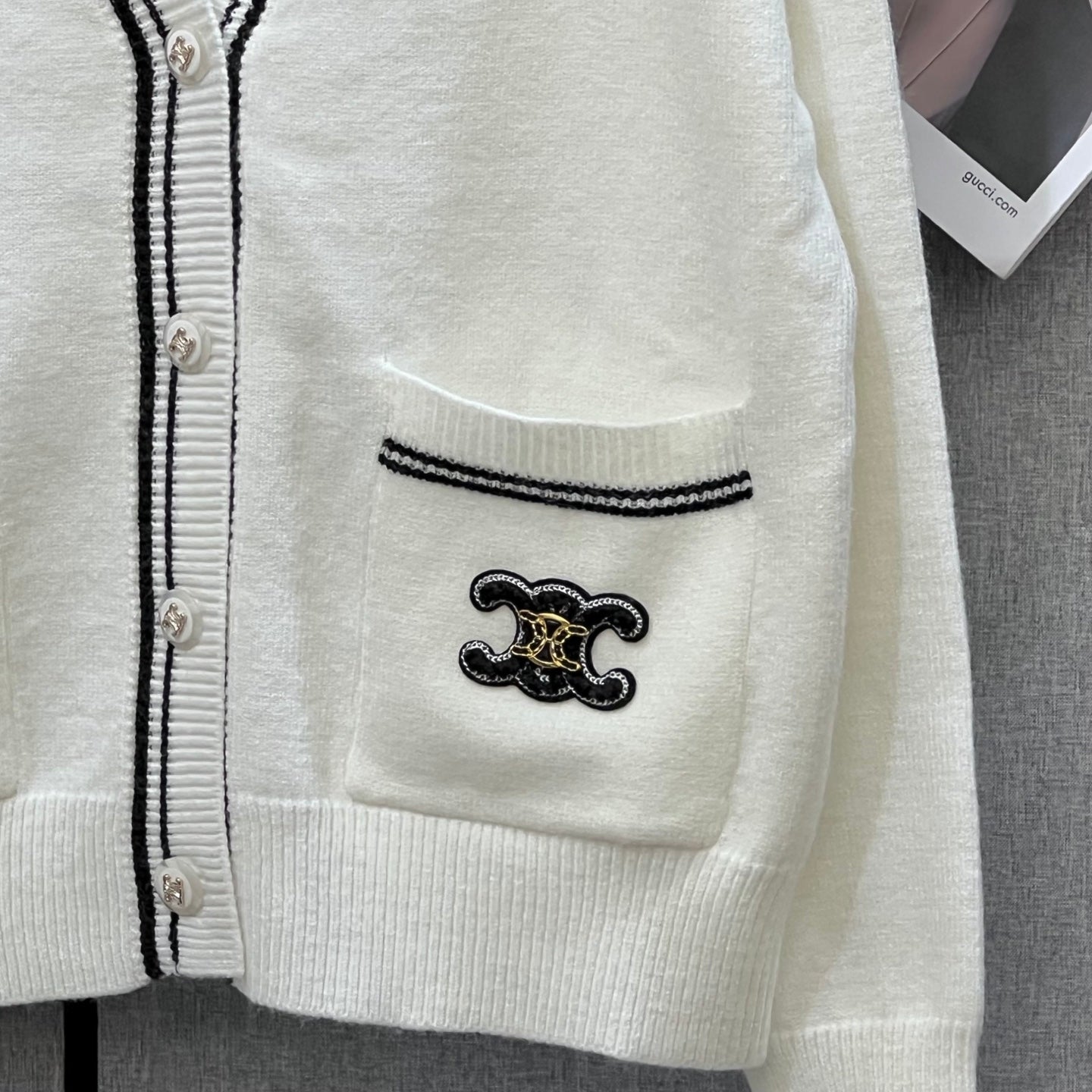 Celine 25 Cardigan White Wool 289190