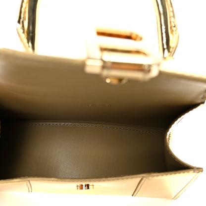 Metallic Calfskin Hourglass Top Handle Bag XS Gold