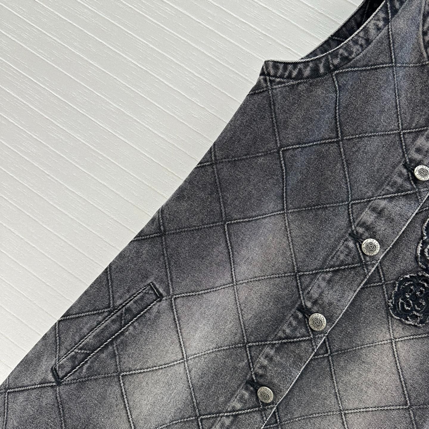 CHANEL DENIM VEST DRESS WITH DIAMOND PATTERN 276108