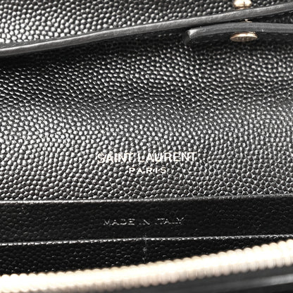 Grain De Poudre Matelasse Chevron Monogram Chain Wallet Black