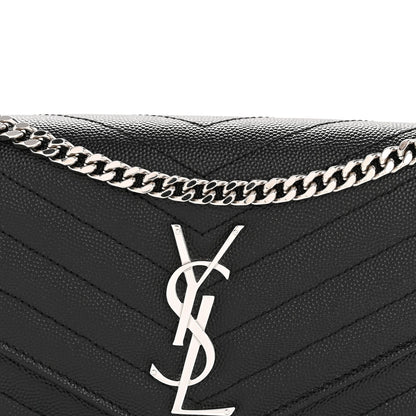 Grain De Poudre Matelasse Chevron Monogram Chain Wallet Black