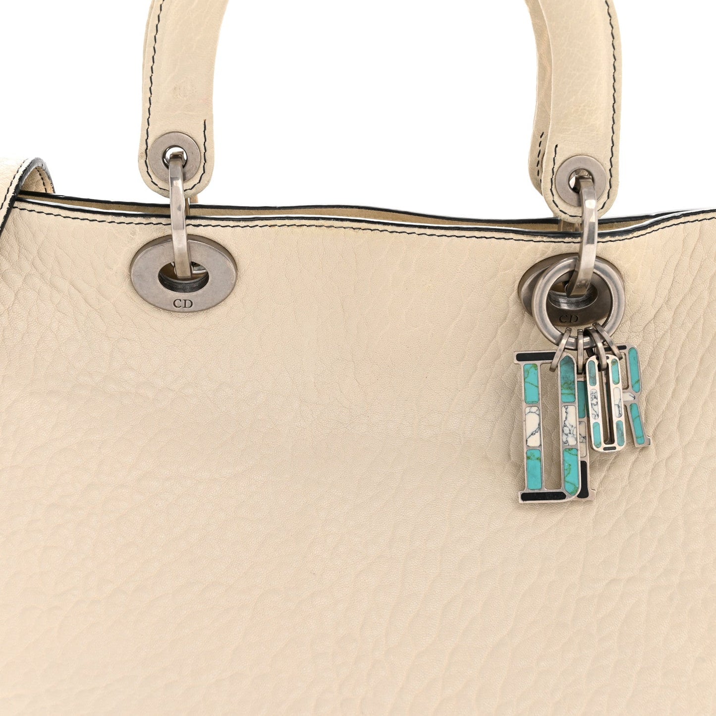 Canyon Grained Lambskin Large Lady Dior Off White
