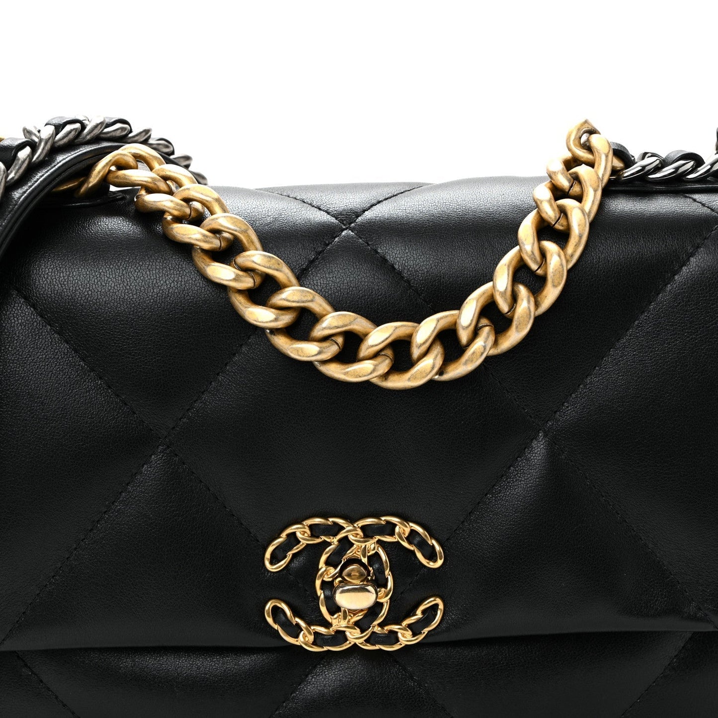 Lambskin Quilted Medium Chanel 19 Flap Black