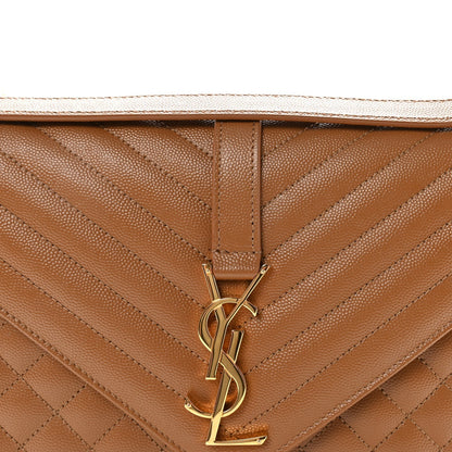 Grain De Poudre Textured Mixed Matelasse Triquilt Large Monogram Satchel Naturel