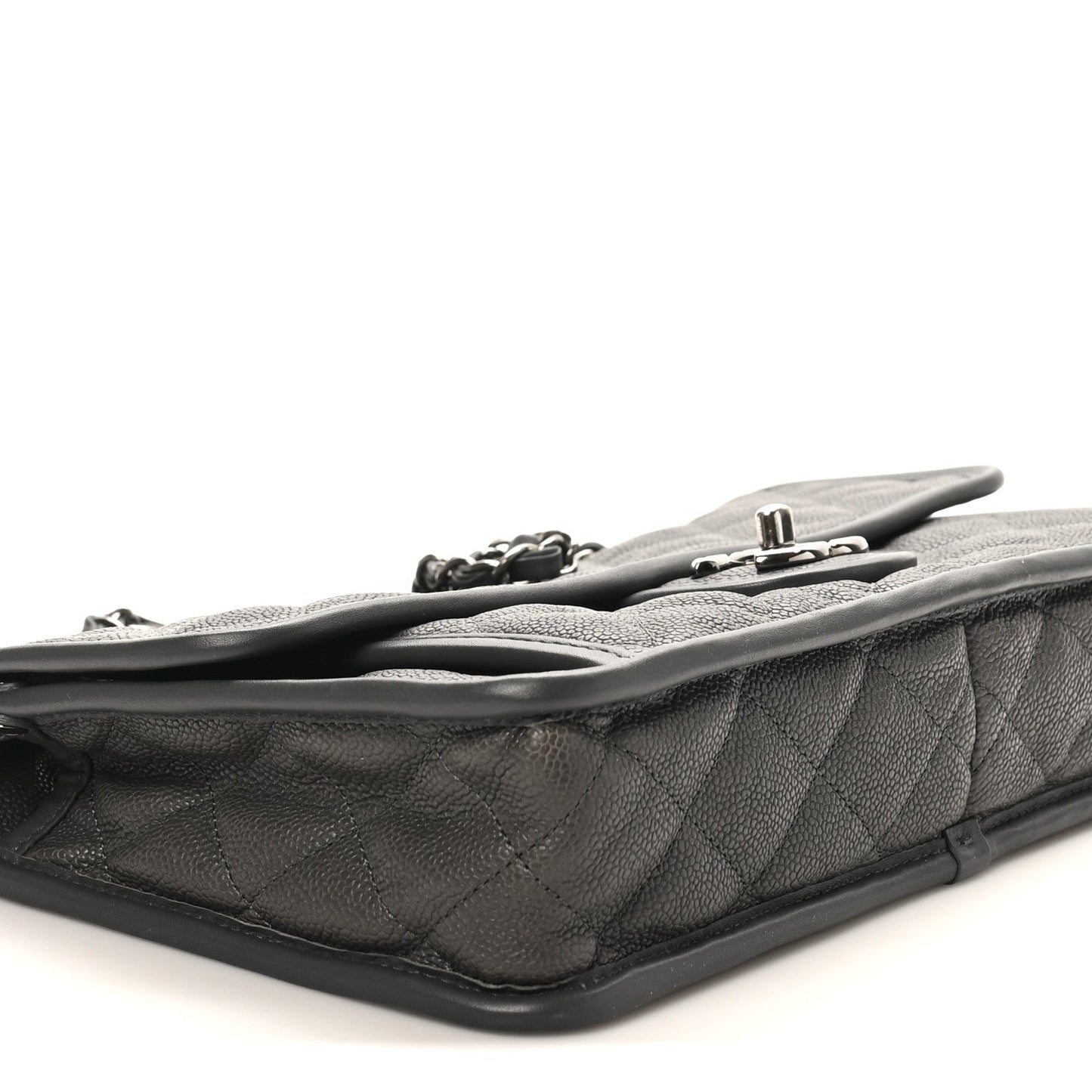 Caviar Quilted Medium French Riviera Flap Grey