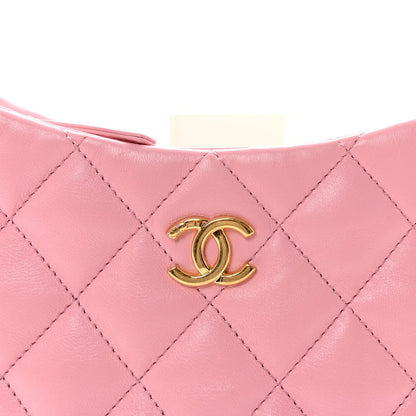 Lambskin Quilted CC Links Hobo Light Pink
