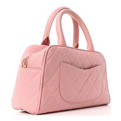 Caviar Quilted Small Bowler Pink