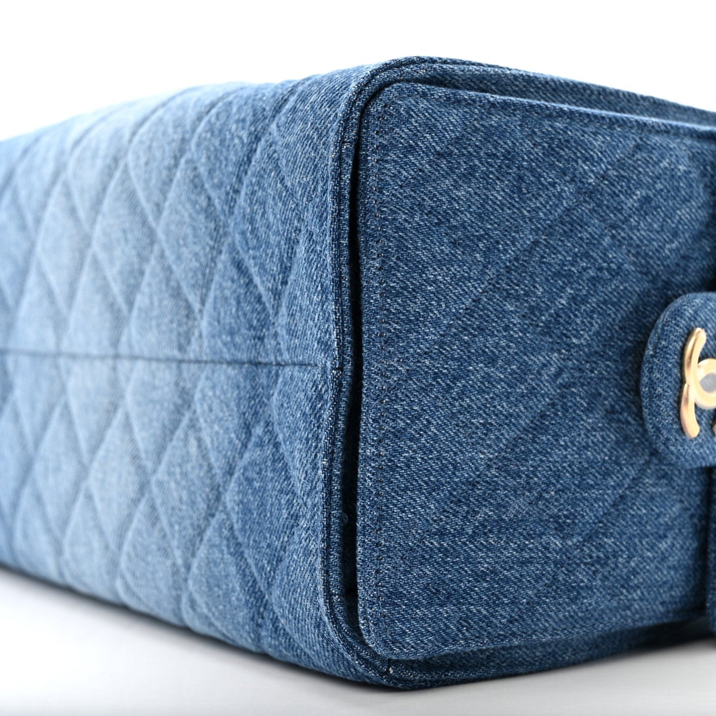 Washed Denim Quilted Small Chanel 25 Handbag Blue