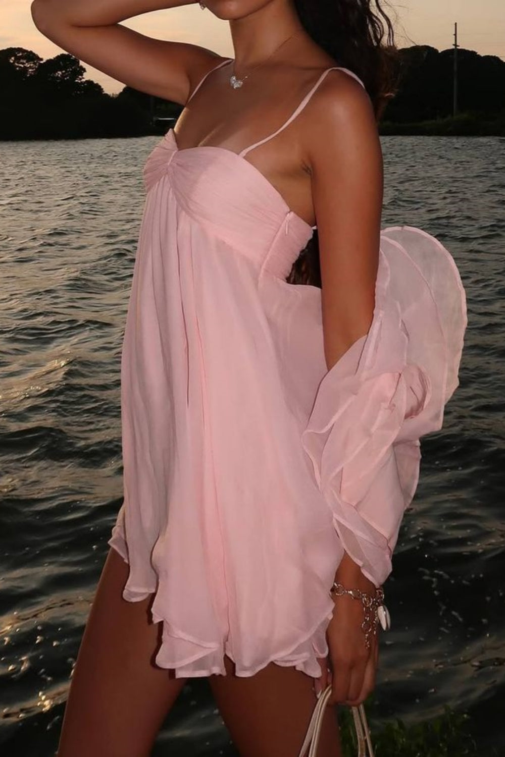 formaldressy-Pink Spaghetti Strap Short Homecoming Dress Birthday Dress Casual gh5856
