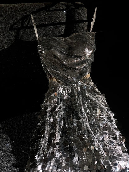 formaldressy--Silver sparkling sequins glittering long prom dress prom dress gh5696