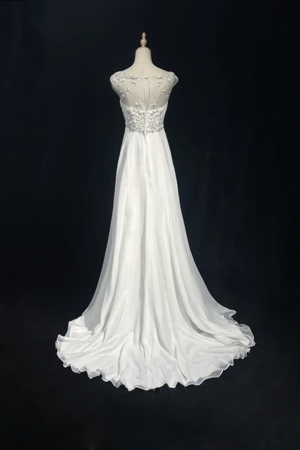 formaldressy-White Vintage Beaded Long Tulle Gown/Wedding Dress gh6244
