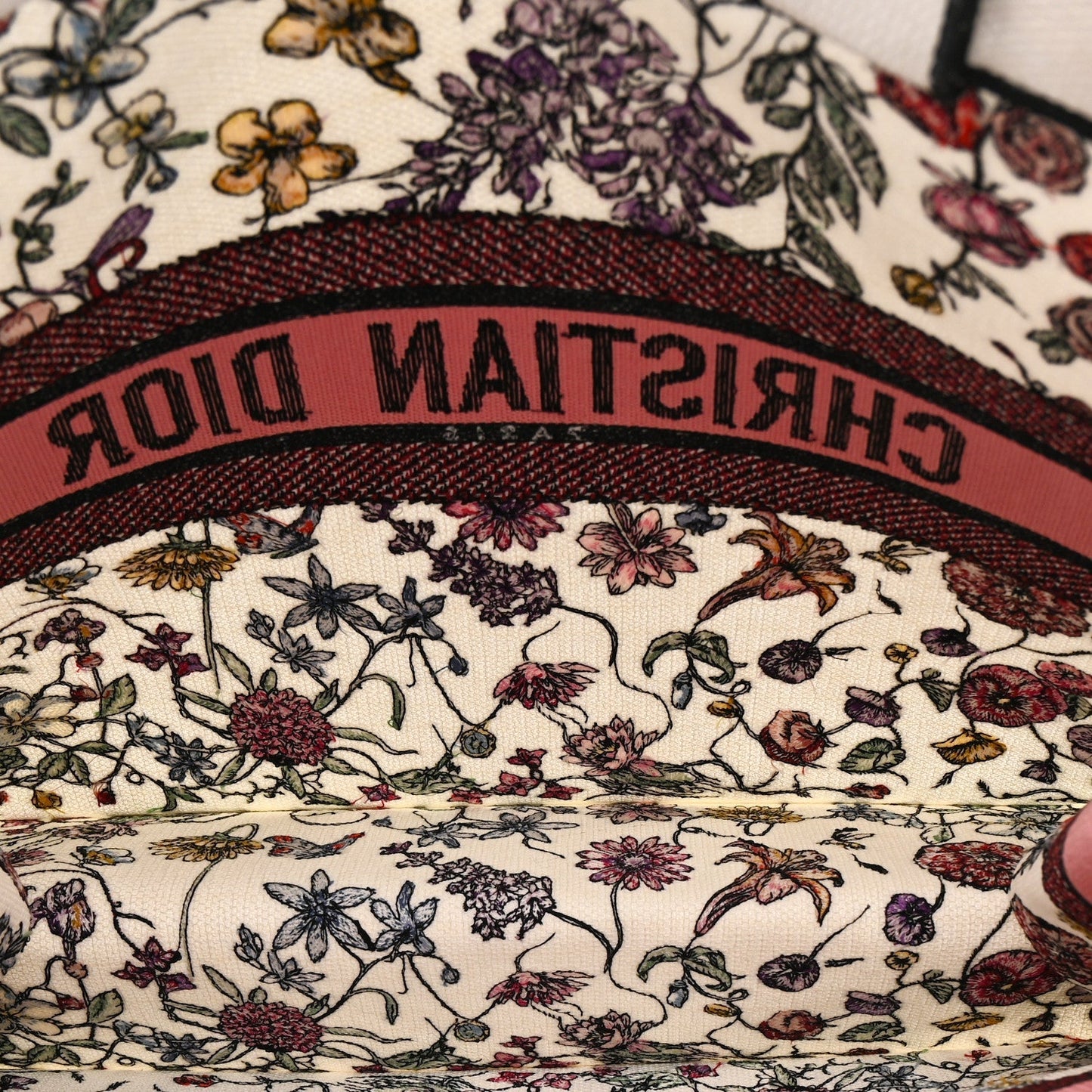 Canvas Embroidered Large Florilegio Book Tote White Multicolor