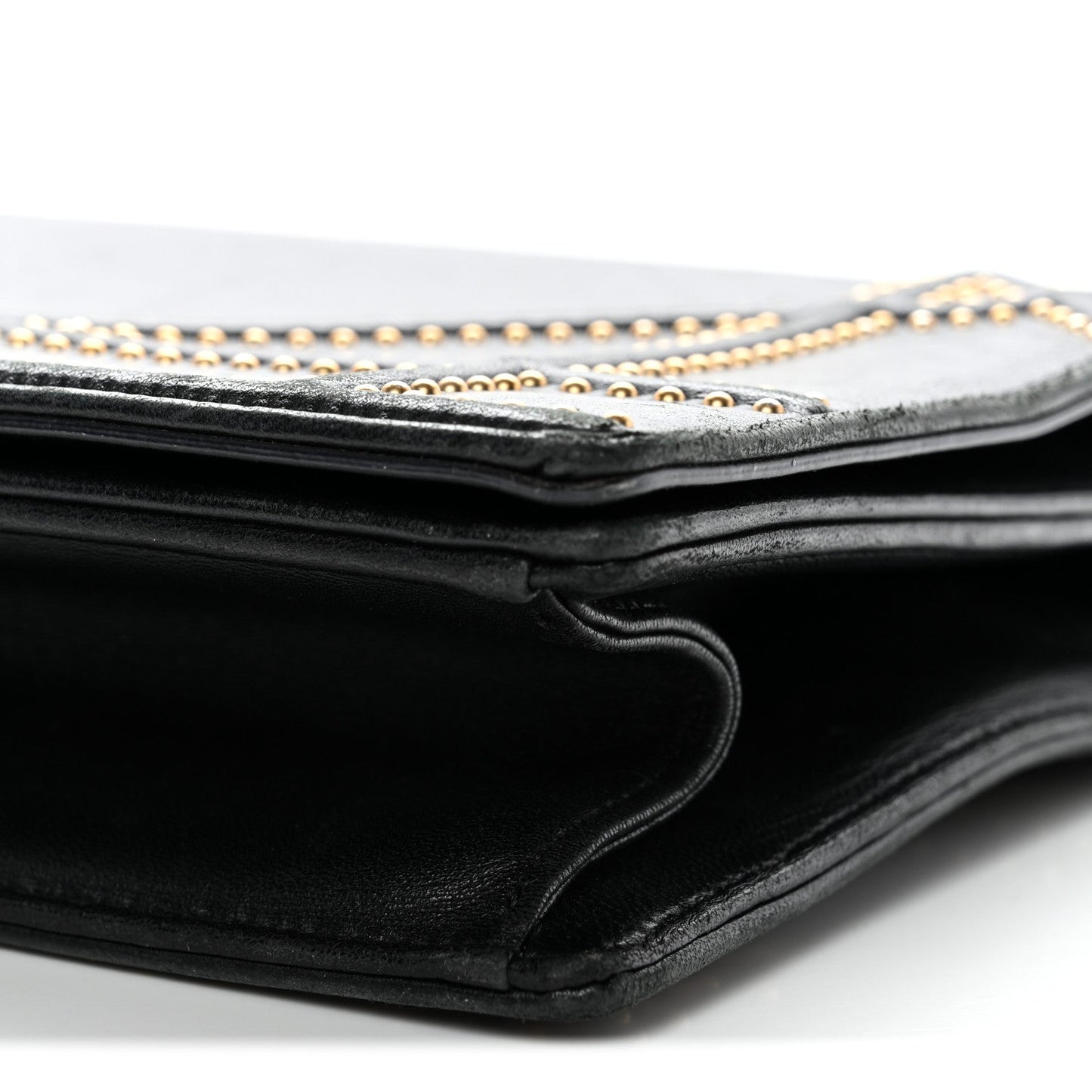 Lambskin Studded Medium Diorama Flap Bag Black