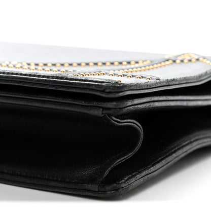 Lambskin Studded Medium Diorama Flap Bag Black