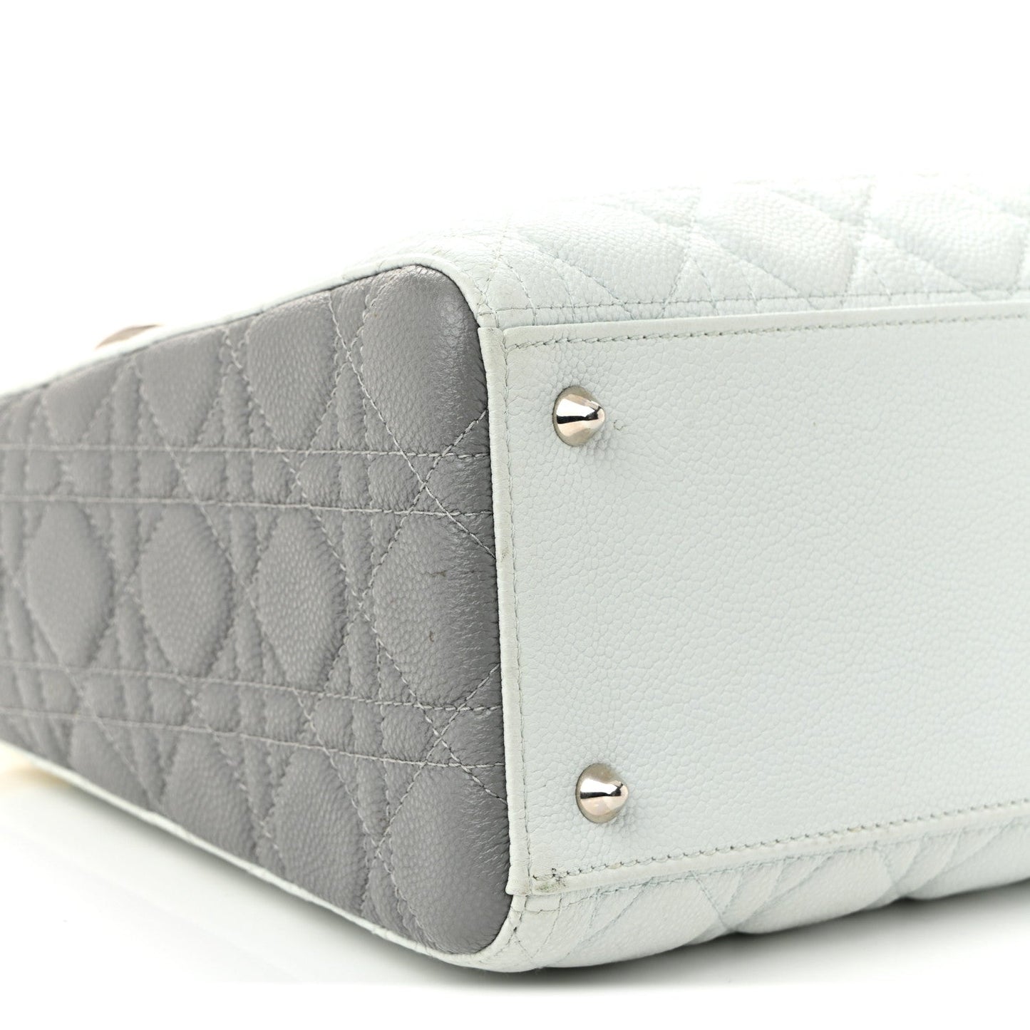 Grained Calfskin Cannage Medium Tri-Color Lady Dior Light Blue Grey Yellow