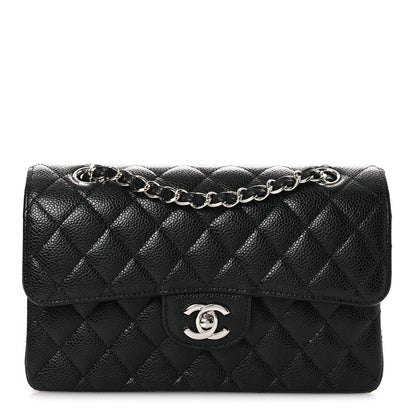 Caviar Quilted Small Double Flap Black