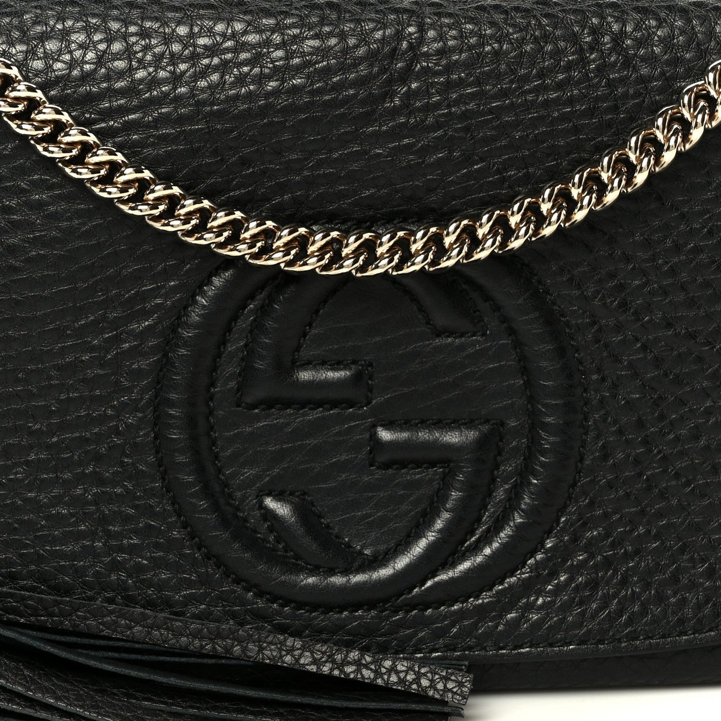 Pebbled Calfskin Medium Soho Flap Crossbody Black