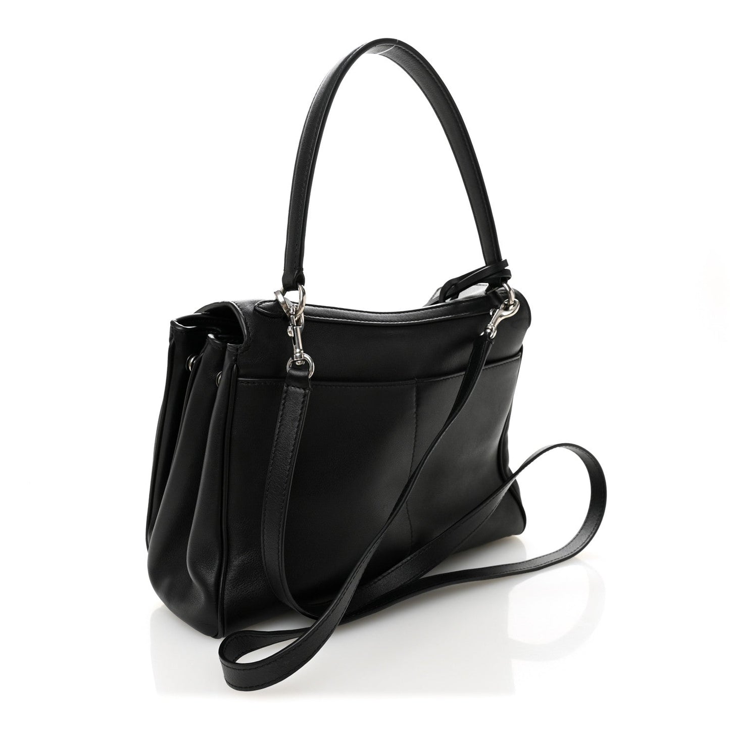 Natural Smooth Calfskin Small Rodeo Top Handle Handbag Black