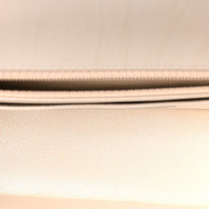 Iridescent Calfskin Quilted Mini Rectangular Flap White