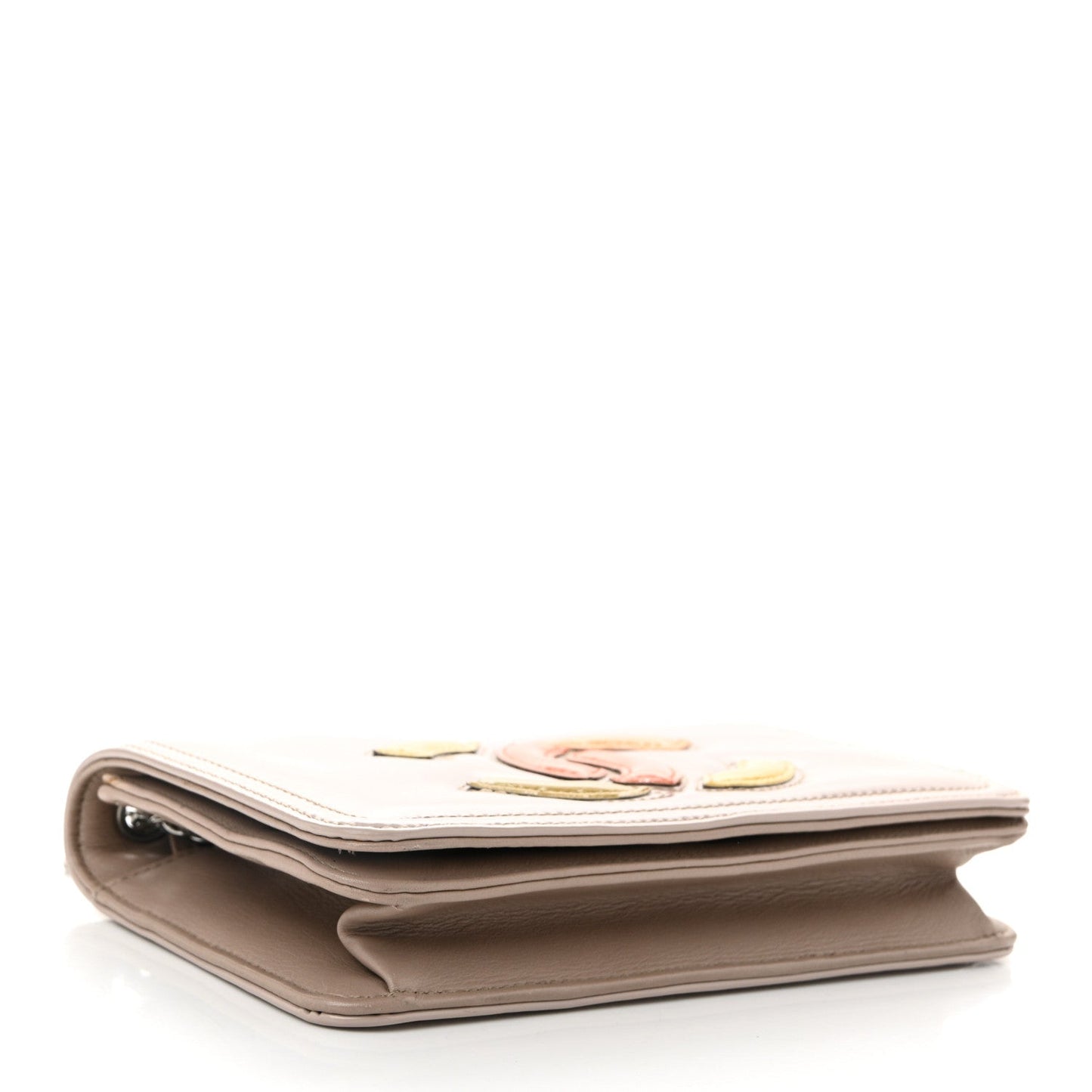 Vinyl Lipstick Wallet On Chain WOC Beige