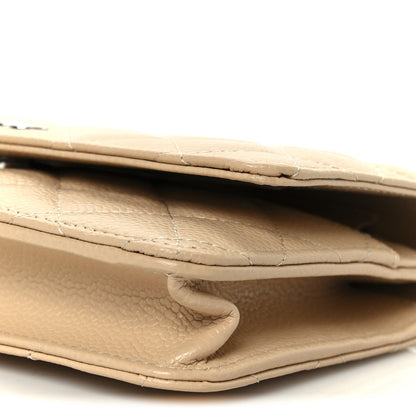 Caviar Quilted Wallet on Chain WOC Beige