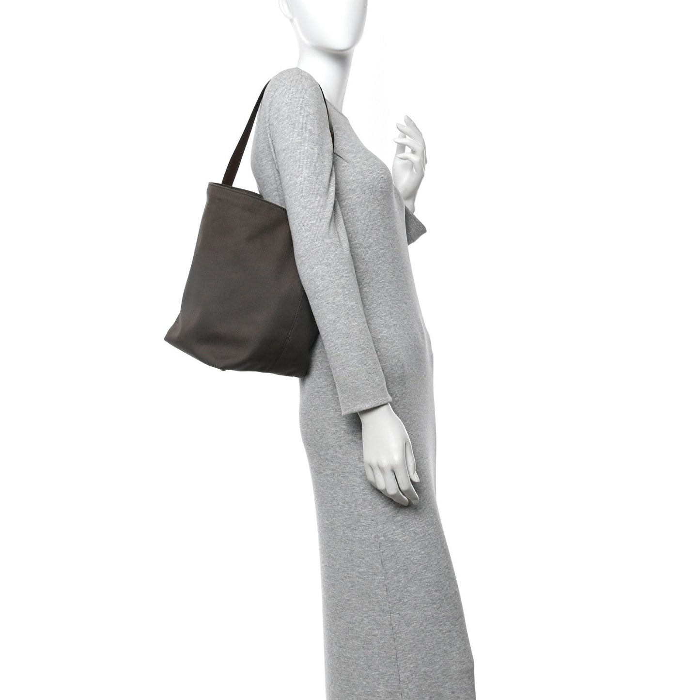 Canvas Calfskin Medium N/S Park Tote Taupe