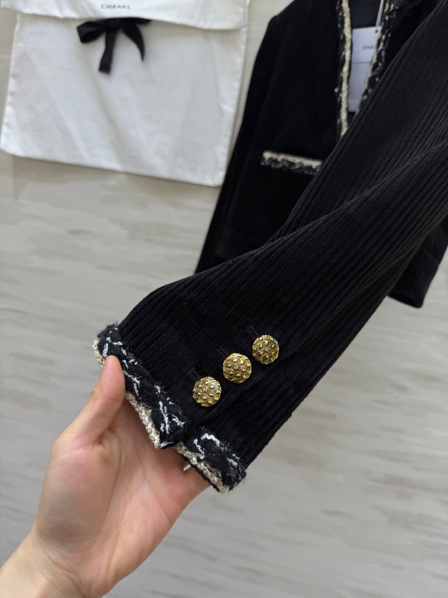 CC FW 25/26 Corduroy Jacket Black White Tweed 343352