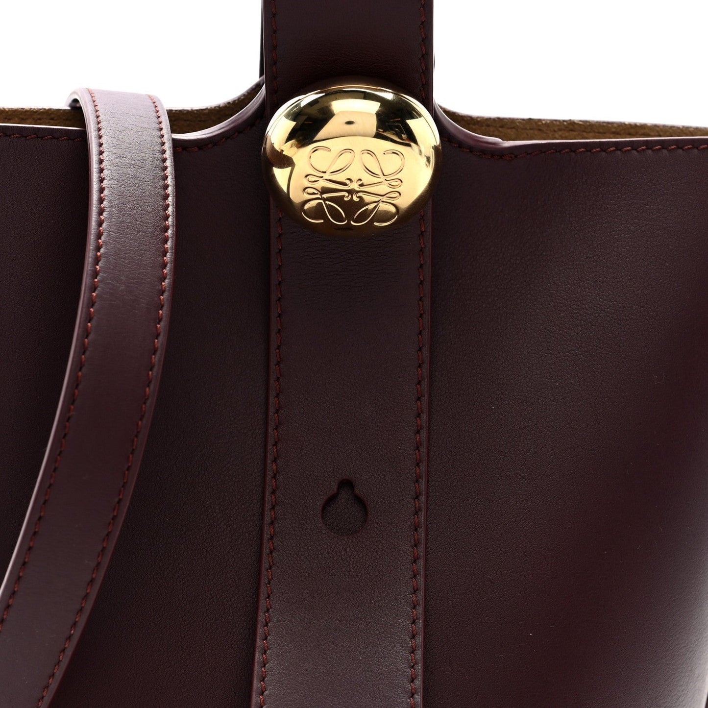 Calfskin Mini Pebble Bucket Bag Dark Burgundy