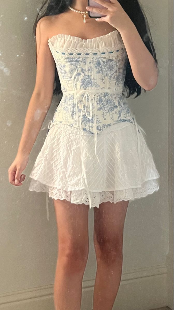 formaldressy-- Blue floral elegant short chiffon homecoming dress for girls garden party dress blue and white porcelain gh5721