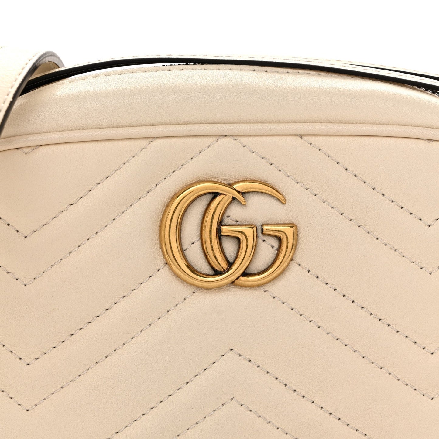 Calfskin Matelasse Mini GG Marmont Chain Shoulder Bag White