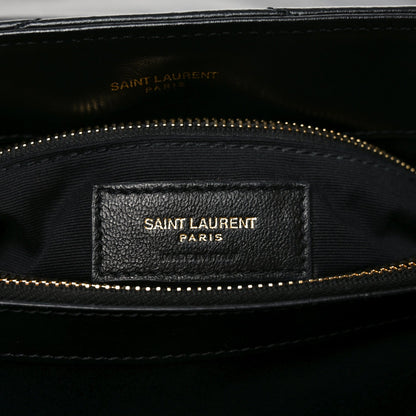 Calfskin Y Quilted Monogram Medium Loulou Chain Satchel Black