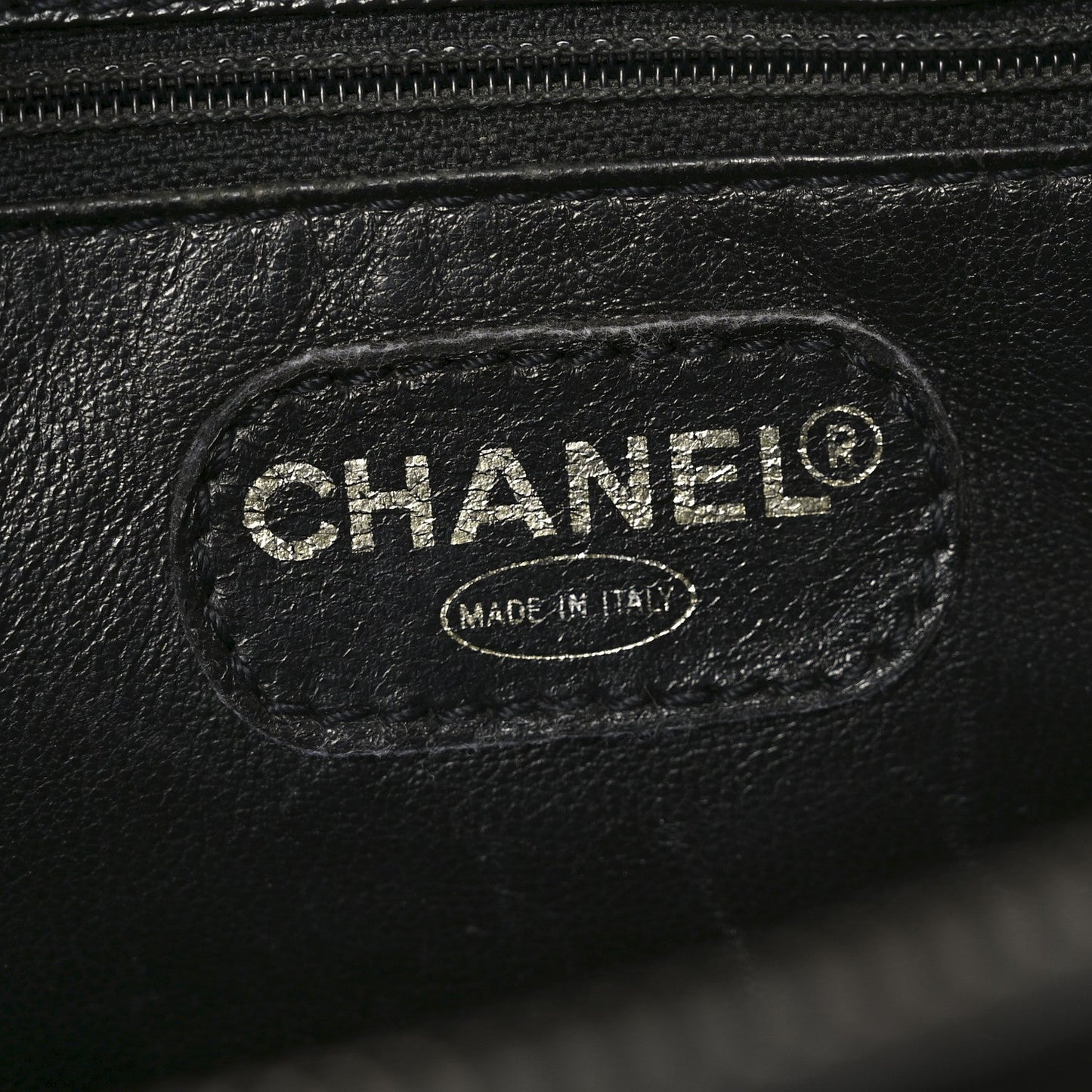 Grained Calfskin Logo Shoulder Bag Black