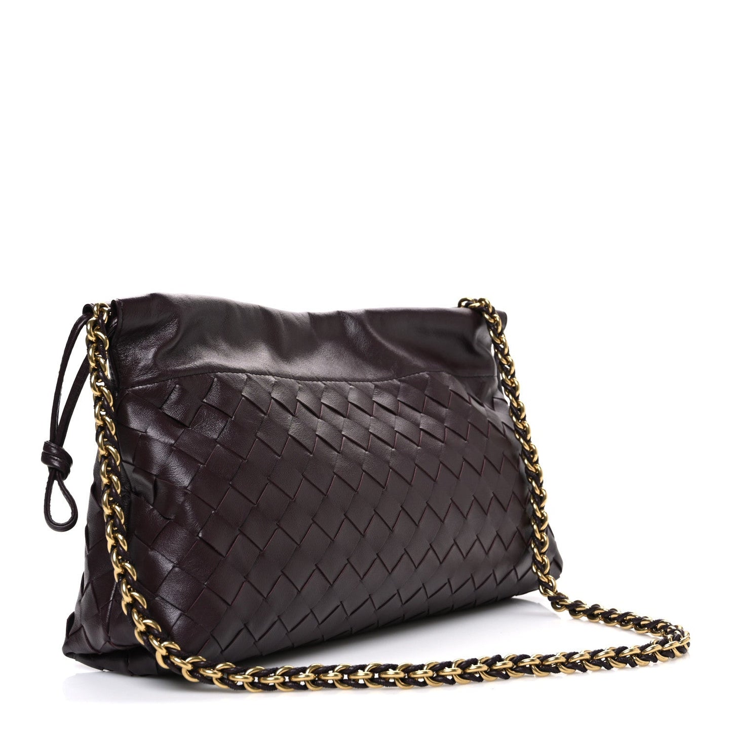 Nappa Intrecciato Dustbag Notte Shoulder Bag Dark Barolo Brass