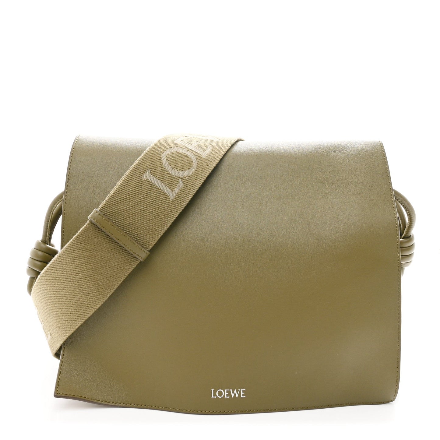 Shiny Supple Calfskin Flamenco Satchel Olive