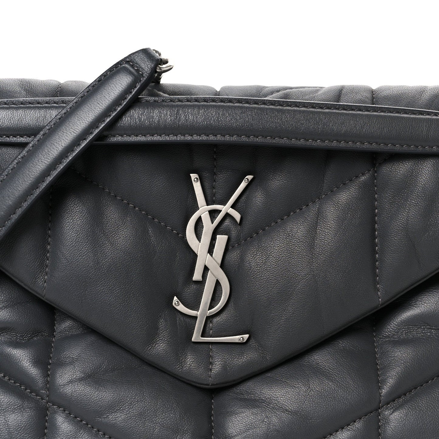 Lambskin Quilted Small Loulou Puffer Monogram Chain Satchel Storm
